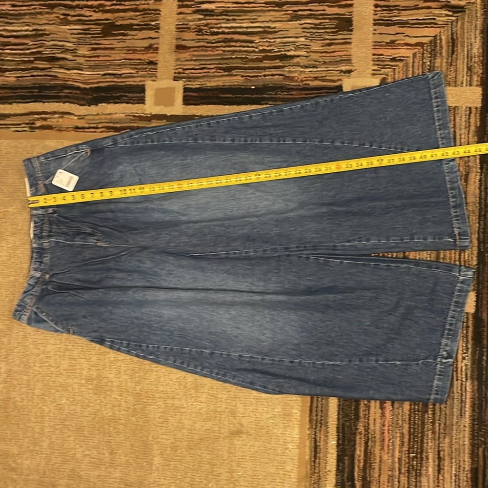 Free People Pleated High-Rise Wide Leg Jeans in Medium Blue - Picture 13 of 13